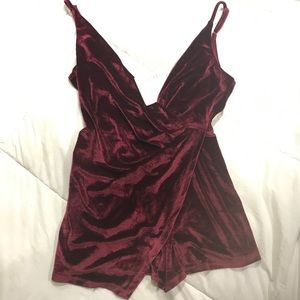 Cute red velvet romper